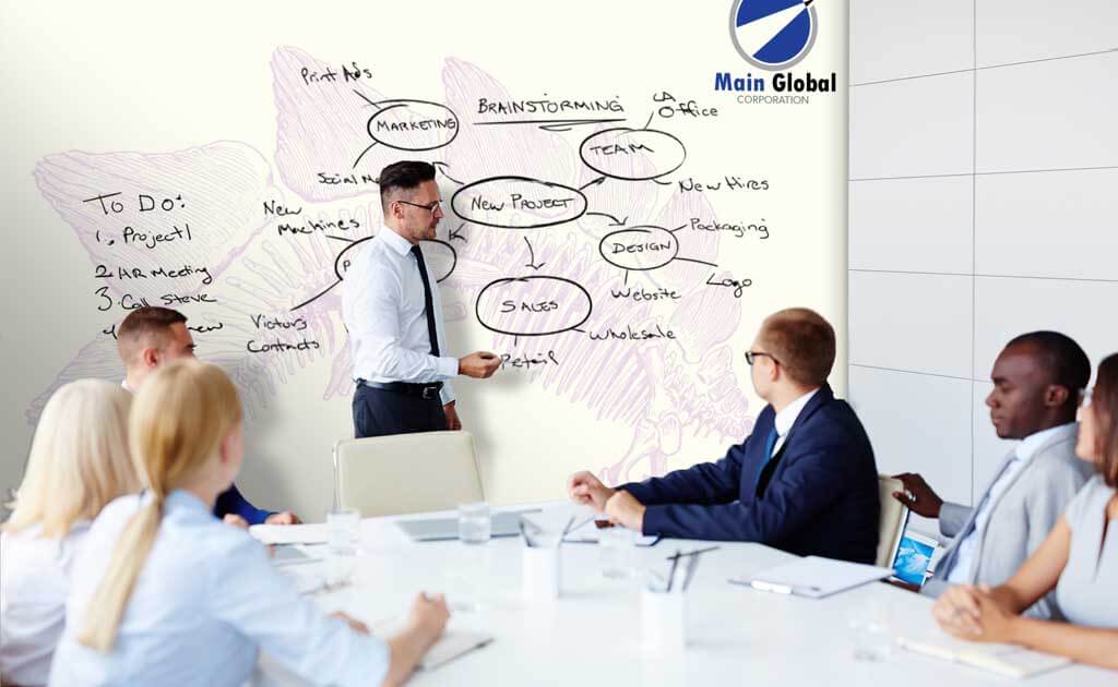 Image of artistic design zero ghosting writable Dinosaur wall covering