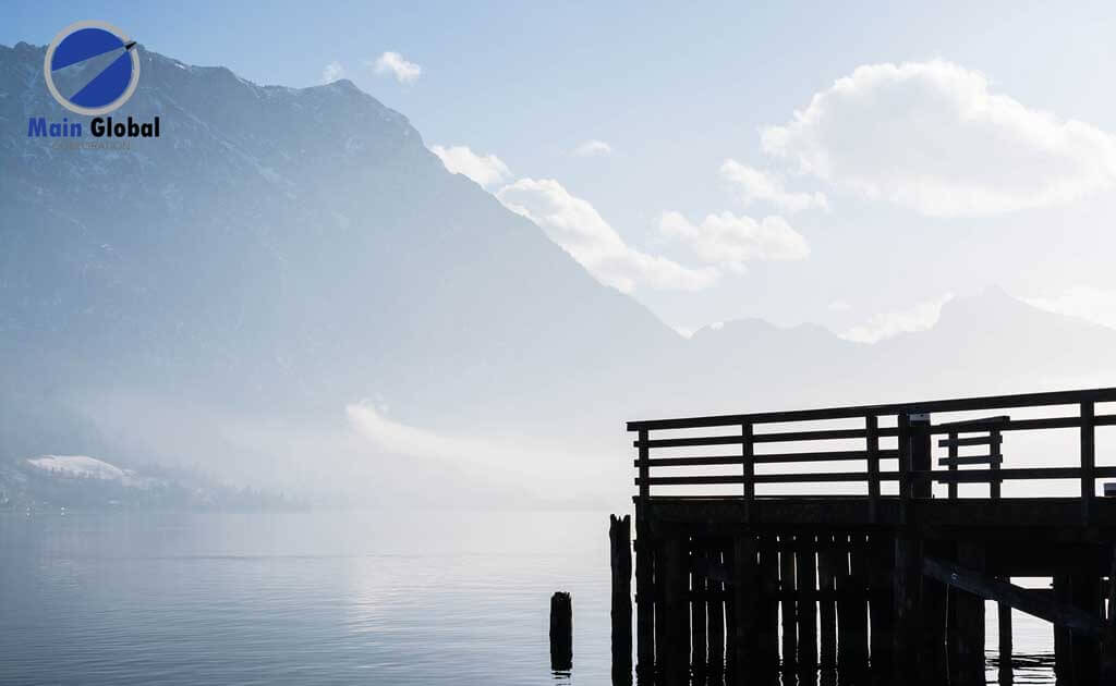 Image of landscape theme design zero ghosting writable lake dock wall covering