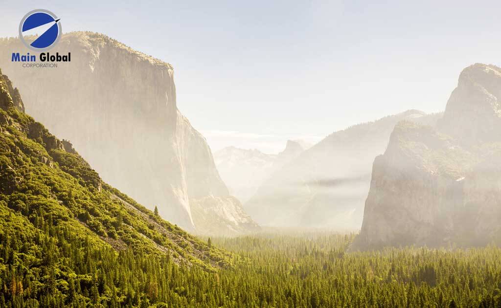 Image of landscape theme design zero ghosting writable Yosemite wall covering
