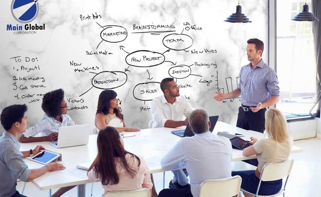 Image of Marble zero ghosting writable meeting wall covering