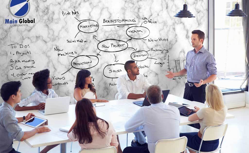 Image of Marble zero ghosting writable meeting area wall covering