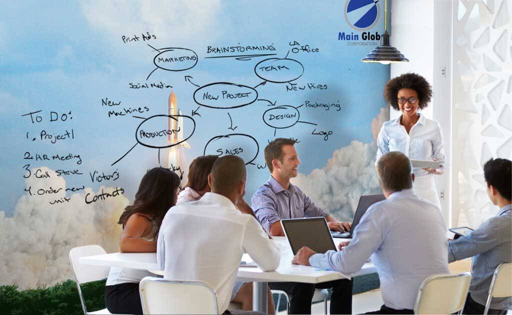 Image of Motivational design zero ghosting writable rocket wall covering