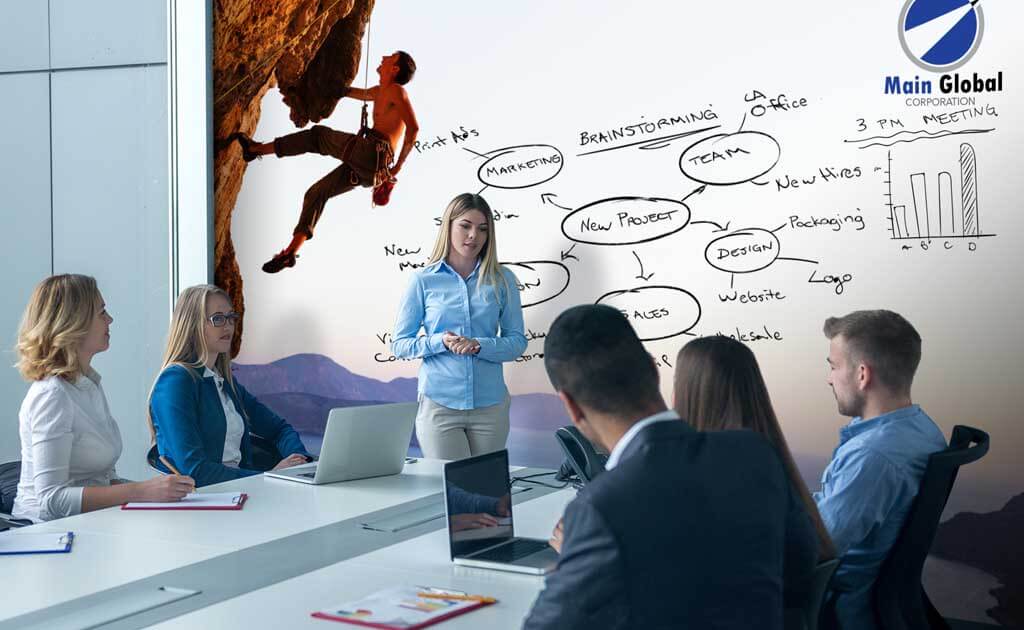 Image of Motivational design zero ghosting writable rock climber wall covering
