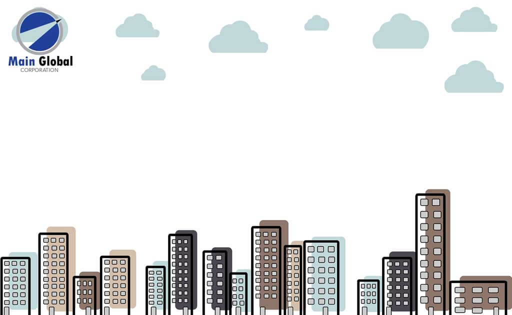 Image of Skyline theme design zero ghosting writable cartoon city wall covering