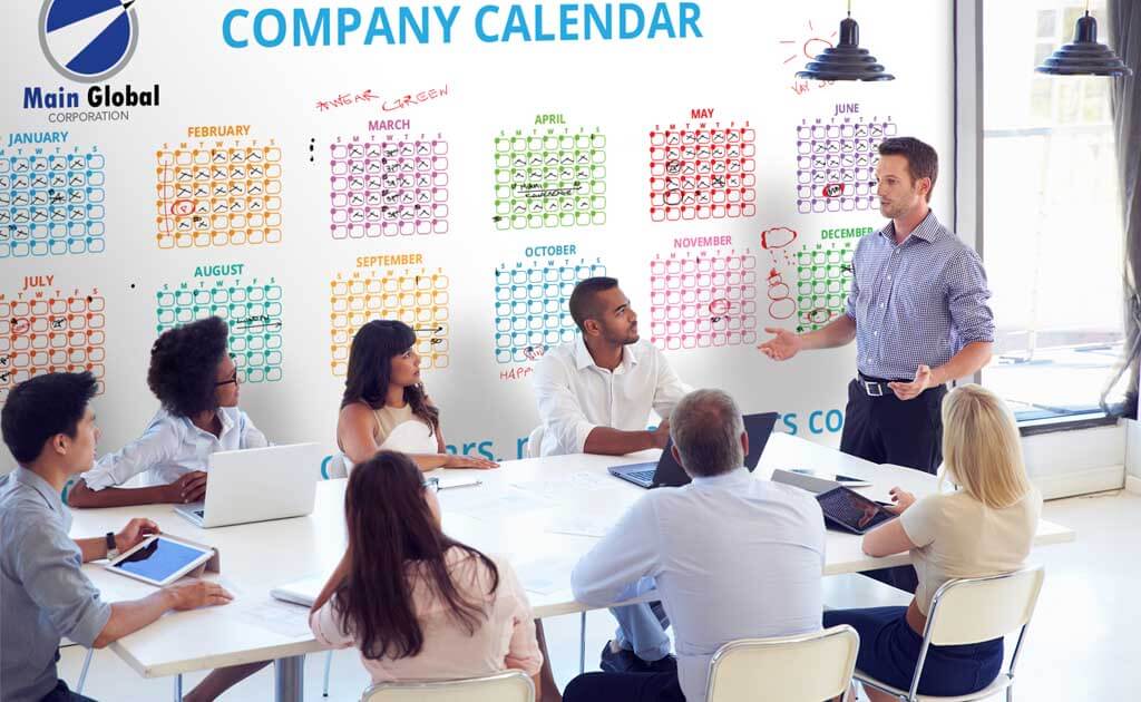 Image of Functional theme design zero ghosting writable calendar wall covering